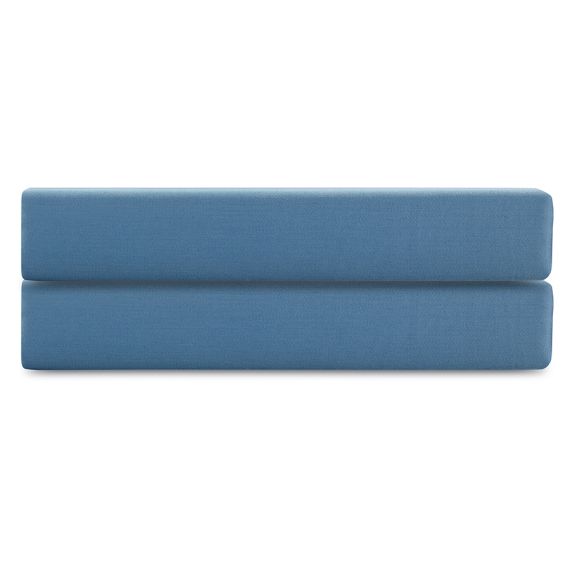 Простыня на резинке из премиального сатина джинсово-синего цвета из коллекции Essential,  180х200х30, Tkano