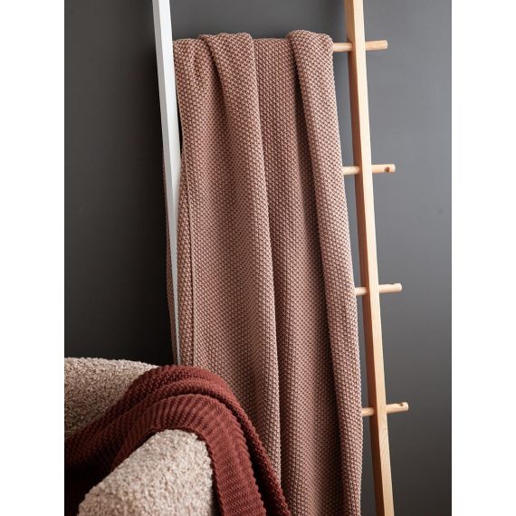Плед из стираного хлопка цвета мокко из коллекции Essential, 130x180 см, Tkano, изображение 3