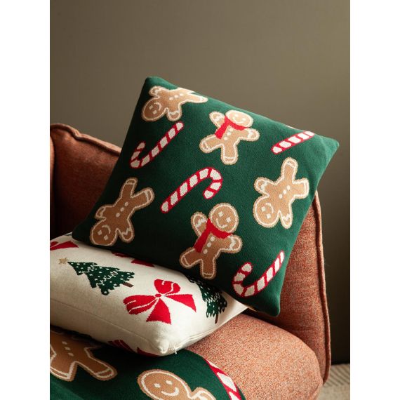 Подушка вязаная с новогодним рисунком Gingerman из коллекции New Year Essential, 45x45 см, Tkano, изображение 3