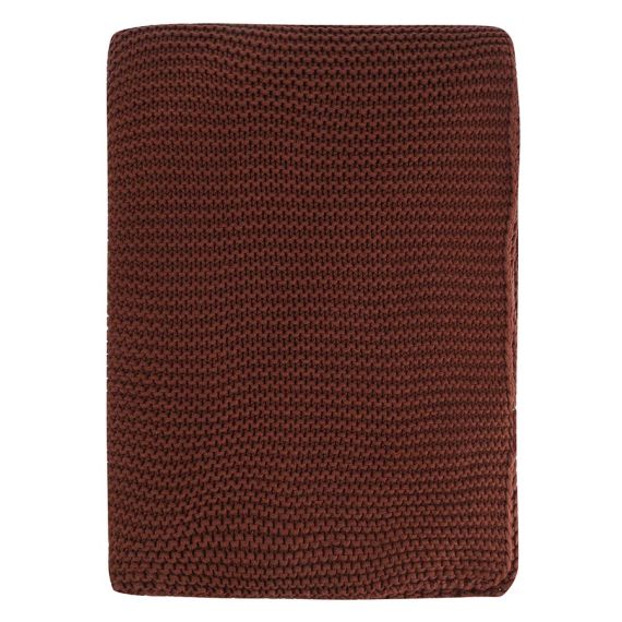Плед из хлопка жемчужной вязки коричневого цвета из коллекции Essential, 130x180 см, Tkano
