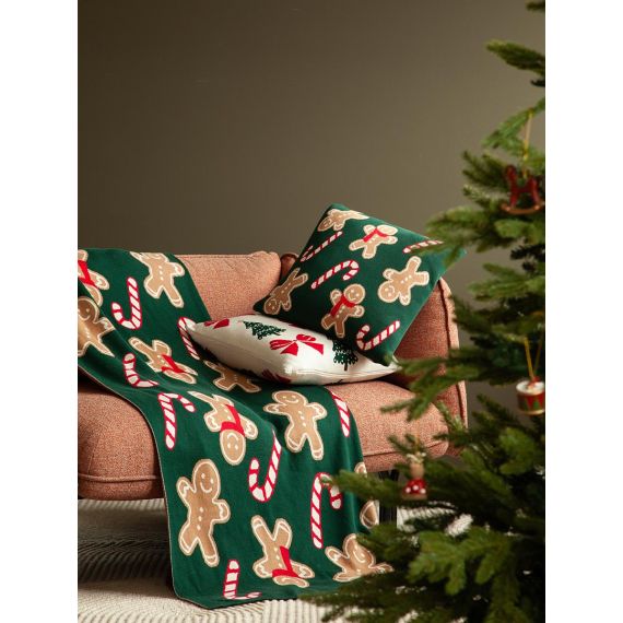 Подушка вязаная с новогодним рисунком Gingerman из коллекции New Year Essential, 45x45 см, Tkano, изображение 2