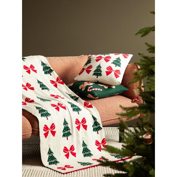 Подушка вязаная с новогодним рисунком Christmas Bows из коллекции New Year Essential, 45x45 см, Tkano, изображение 2