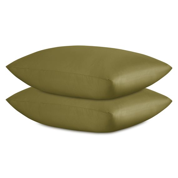Набор наволочек из премиального сатина оливкового цвета из коллекции Essential, 50х70 см, Tkano