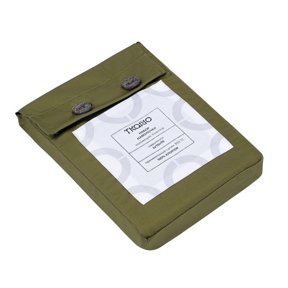 Набор наволочек из премиального сатина оливкового цвета из коллекции Essential, 70х70 см, Tkano, изображение 3