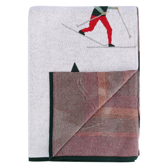 Плед из хлопка с новогодним рисунком Let's Ski из коллекции New Year Essential, 130x180 см, Tkano, изображение 4