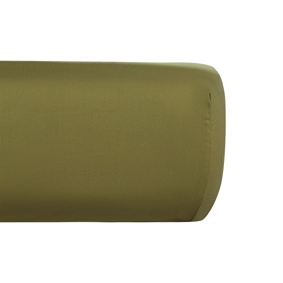 Простыня на резинке из премиального сатина оливкового цвета из коллекции Essential, 160х200х30 см, Tkano, изображение 3