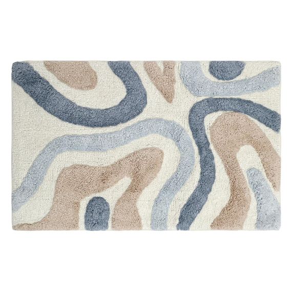 Коврик для ванной Flow серо-синего цвета из коллекции Ethnic, Tkano