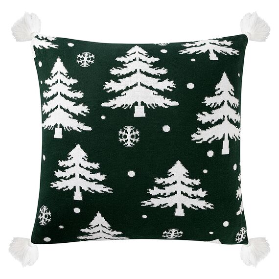 Подушка вязаная с новогодним рисунком Морозный Лес из коллекции New Year Essential, 45x45 см, Tkano