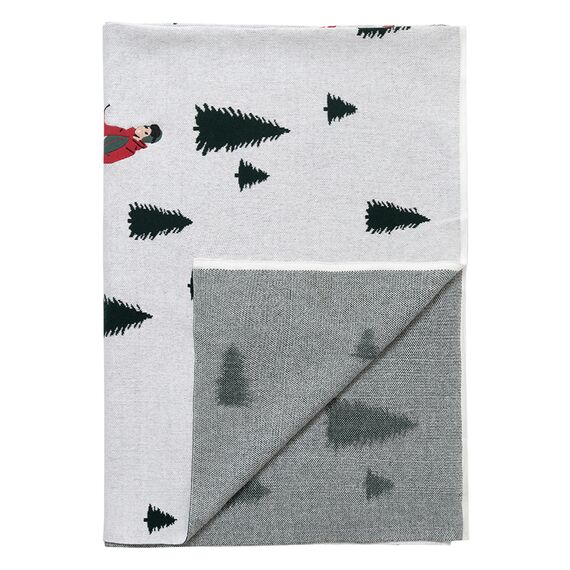 Плед вязаный с новогодним рисунком Лыжники из коллекции New Year Essential, 130х180 см, Tkano, изображение 3