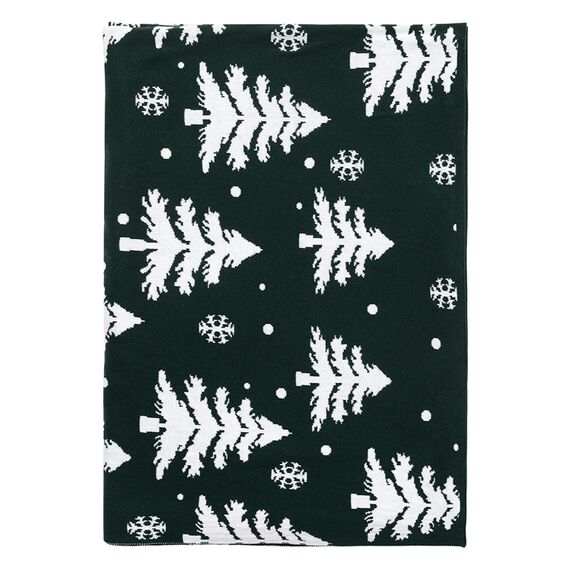 Плед вязаный с новогодним рисунком Морозный Лесиз коллекции New Year Essential,130х180 см, Tkano
