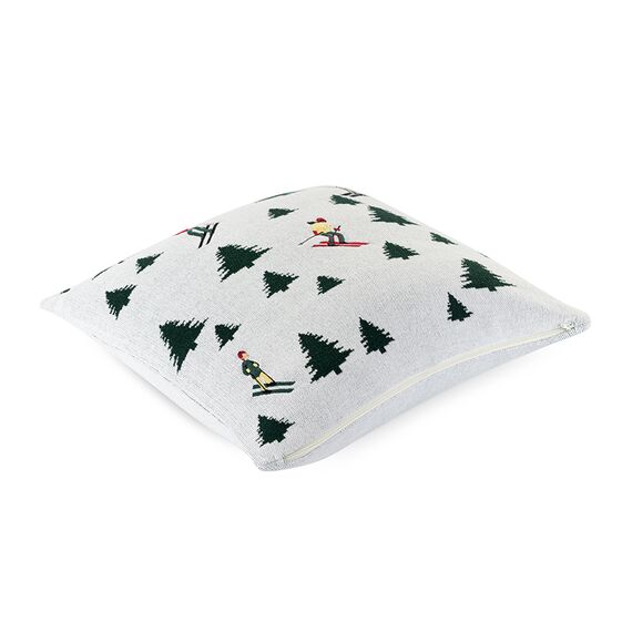 Подушка вязаная с новогодним рисунком Лыжники из коллекции New Year Essential, 45x45 см, Tkano, изображение 3