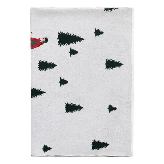 Плед вязаный с новогодним рисунком Лыжники из коллекции New Year Essential, 130х180 см, Tkano