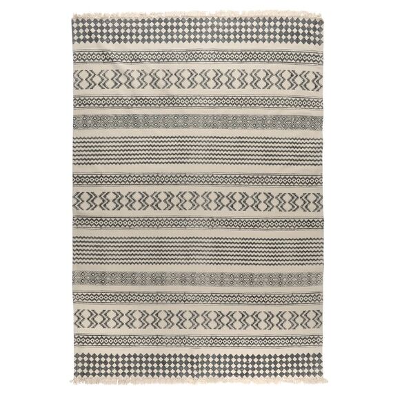 Ковер из хлопка с контрастным орнаментом и бахромой из коллекции Ethnic, 160х230 см, Tkano
