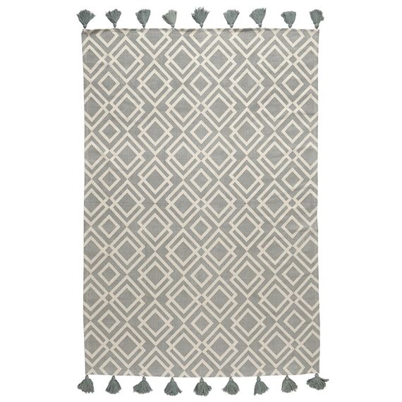 Ковер из хлопка с этническим узором Ромбы и кисточками из коллекции Ethnic, 160х230 см, Tkano