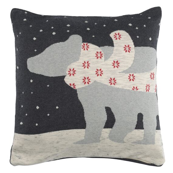 Чехол на подушку вязаный с новогодним рисунком Polar bear из коллекции New Year Essential, 45х45 см, Tkano