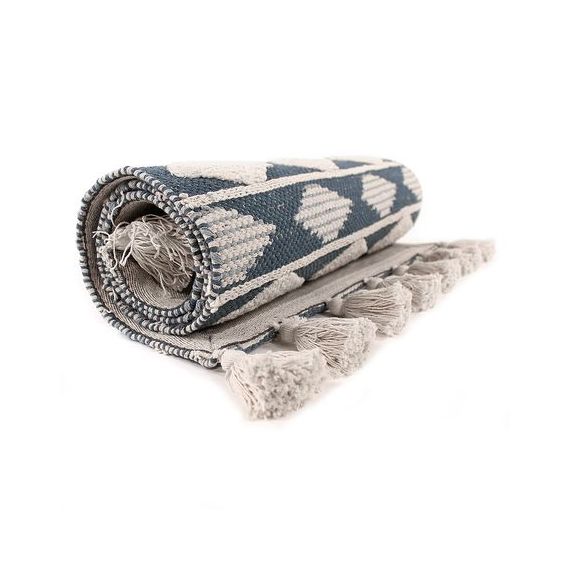 Ковер из хлопка синего цвета Argyle из коллекции Ethnic, 70х160 см, Tkano