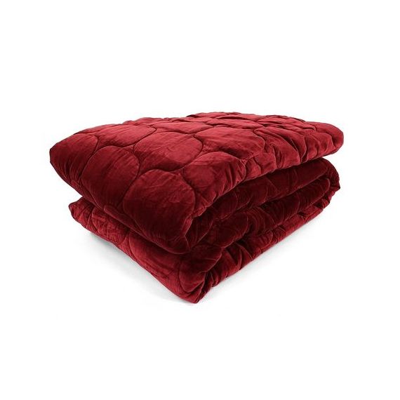 Покрывало стеганое бархатное Хвойное утро Цвет бордовый Russian North, 250х270 см, Tkano